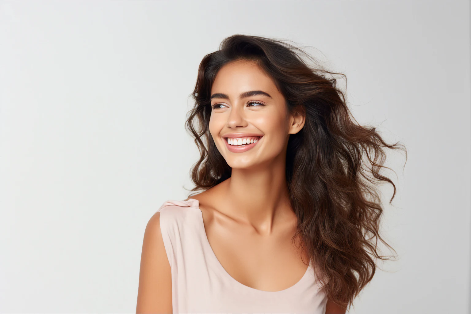 Smiling woman with Natural hair density and regrowth